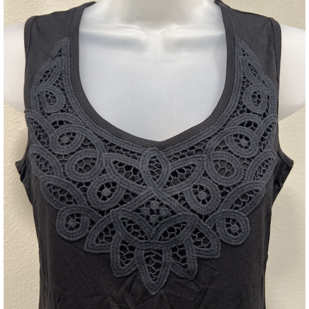 Anine Bing Womens Crocheted‎ Front Tank Top Black Viscose Small